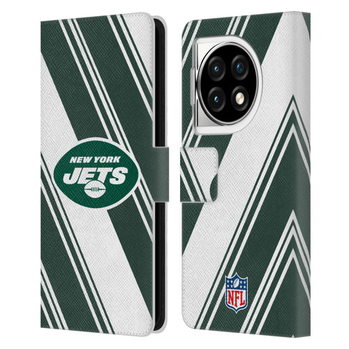 NFL New York Jets Artwork Stripes Leather Book Wallet Case Cover For OPPO OnePlus Ace 3 5G