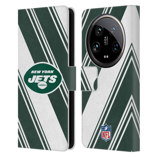 NFL New York Jets Artwork Stripes Leather Book Wallet Case Cover For Xiaomi 14 Ultra