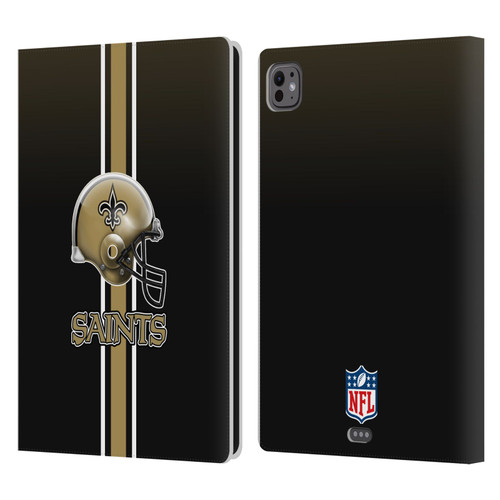 NFL New Orleans Saints Logo Helmet Leather Book Wallet Case Cover For Apple iPad Pro 11 M4 2024