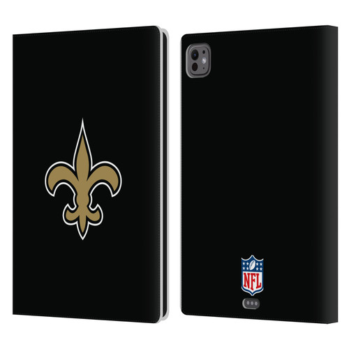 NFL New Orleans Saints Logo Plain Leather Book Wallet Case Cover For Apple iPad Pro 11 M4 2024