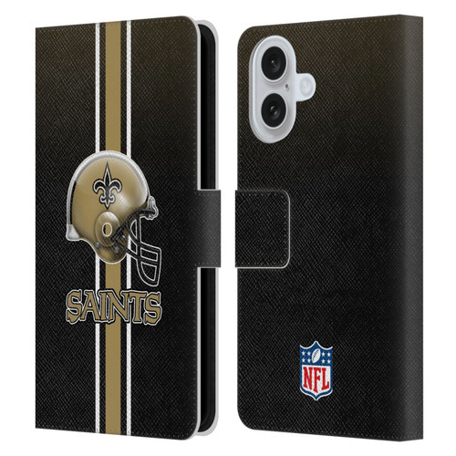 NFL New Orleans Saints Logo Helmet Leather Book Wallet Case Cover For Apple iPhone 16