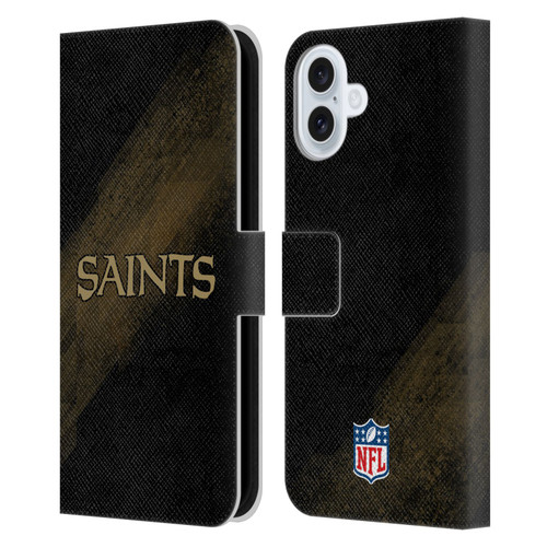 NFL New Orleans Saints Logo Blur Leather Book Wallet Case Cover For Apple iPhone 16 Plus