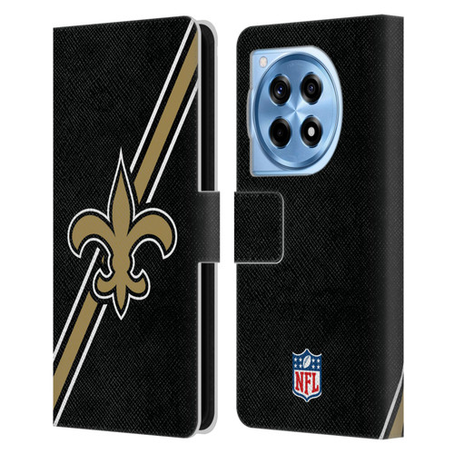 NFL New Orleans Saints Logo Stripes Leather Book Wallet Case Cover For OnePlus 12R