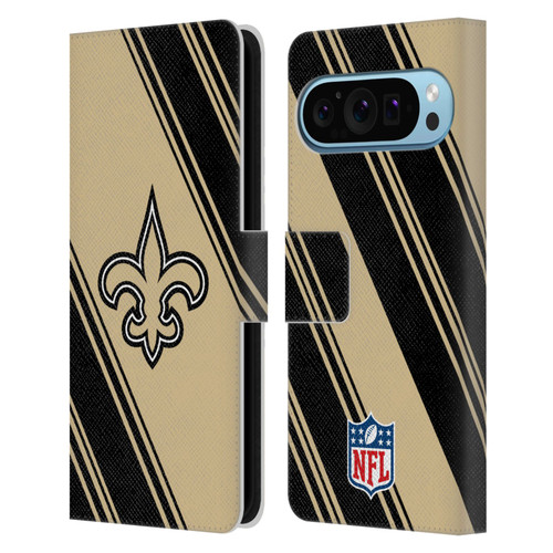 NFL New Orleans Saints Artwork Stripes Leather Book Wallet Case Cover For Google Pixel 9 / Pixel 9 Pro NFL New Orleans Saints Artwork Stripes Leather Book Wallet Case Cover For Google Pixel 9 / Pixel 9 Pro