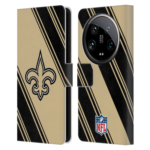 NFL New Orleans Saints Artwork Stripes Leather Book Wallet Case Cover For Xiaomi 14 Ultra