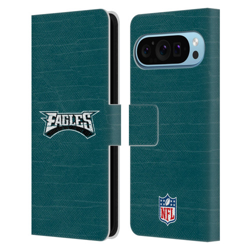 NFL Philadelphia Eagles Logo Distressed Look Leather Book Wallet Case Cover For Google Pixel 9 / Pixel 9 Pro