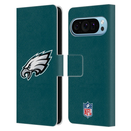 NFL Philadelphia Eagles Logo Plain Leather Book Wallet Case Cover For Google Pixel 9 / Pixel 9 Pro