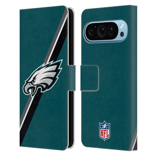NFL Philadelphia Eagles Logo Stripes Leather Book Wallet Case Cover For Google Pixel 9 / Pixel 9 Pro