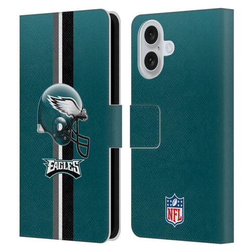 NFL Philadelphia Eagles Logo Helmet Leather Book Wallet Case Cover For Apple iPhone 16