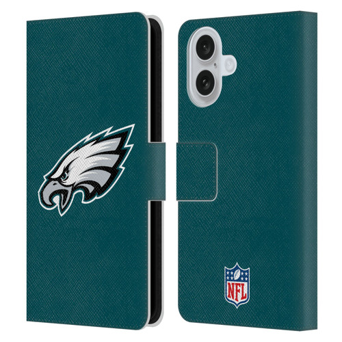 NFL Philadelphia Eagles Logo Plain Leather Book Wallet Case Cover For Apple iPhone 16