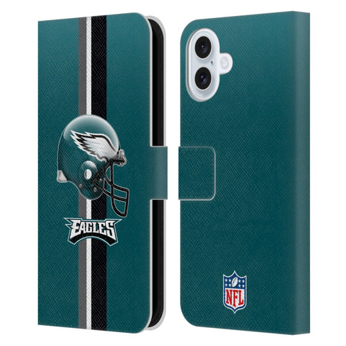 NFL Philadelphia Eagles Logo Helmet Leather Book Wallet Case Cover For Apple iPhone 16 Plus