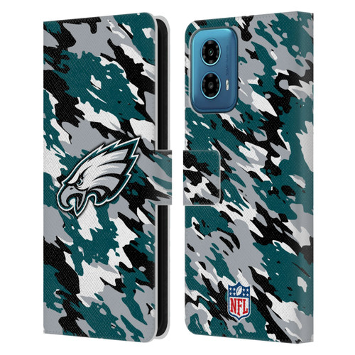 NFL Philadelphia Eagles Logo Camou Leather Book Wallet Case Cover For Motorola Moto G34 5G