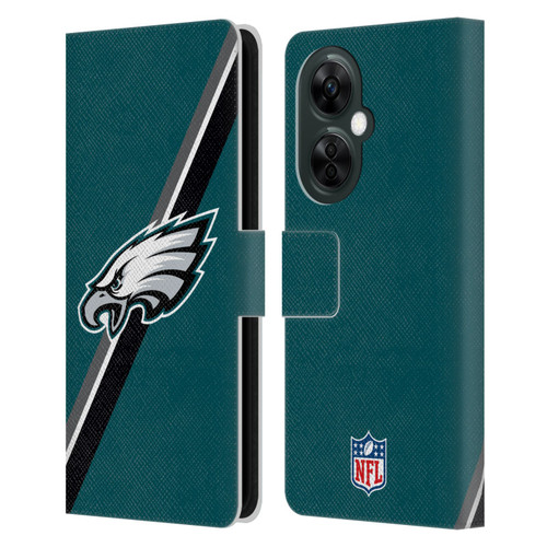 NFL Philadelphia Eagles Logo Stripes Leather Book Wallet Case Cover For OnePlus Nord CE 3 Lite 5G