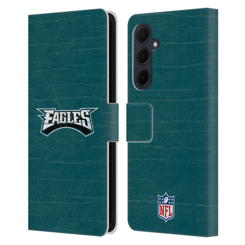 NFL Philadelphia Eagles Logo Distressed Look Leather Book Wallet Case Cover For Samsung Galaxy A35 5G
