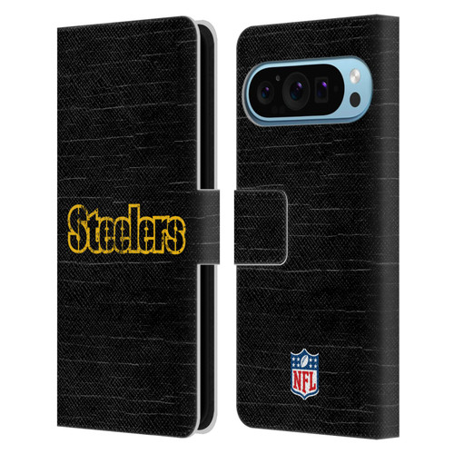 NFL Pittsburgh Steelers Logo Distressed Look Leather Book Wallet Case Cover For Google Pixel 9 / Pixel 9 Pro