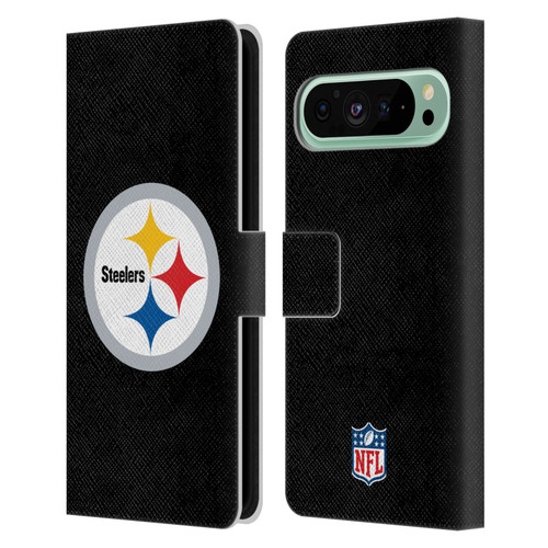 NFL Pittsburgh Steelers Logo Plain Leather Book Wallet Case Cover For Google Pixel 9 Pro XL