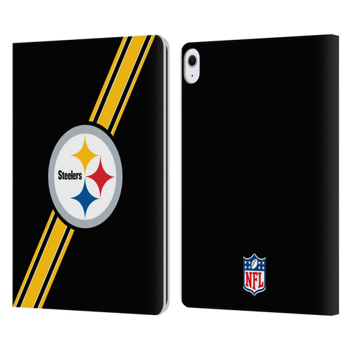 NFL Pittsburgh Steelers Logo Stripes Leather Book Wallet Case Cover For Apple iPad Air 13 2024