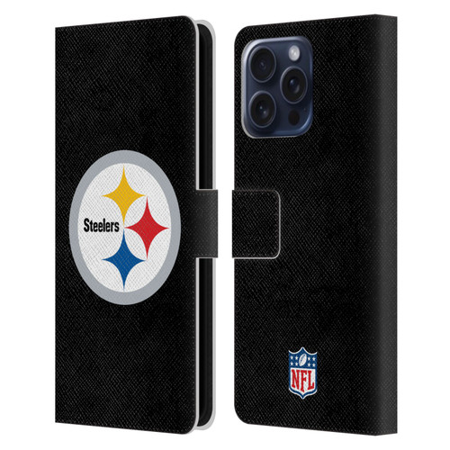 NFL Pittsburgh Steelers Logo Plain Leather Book Wallet Case Cover For Apple iPhone 16 Pro Max