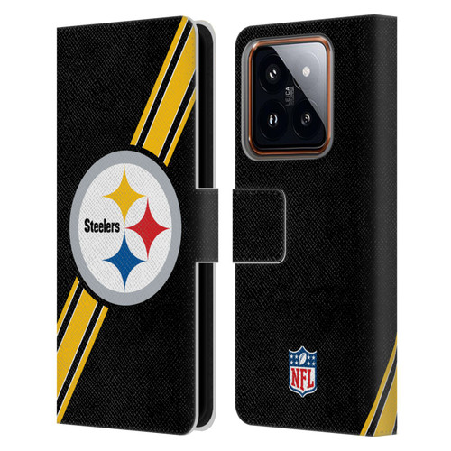 NFL Pittsburgh Steelers Logo Stripes Leather Book Wallet Case Cover For Xiaomi 14
