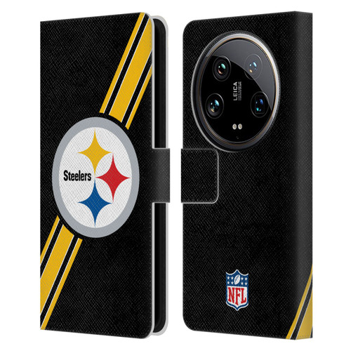 NFL Pittsburgh Steelers Logo Stripes Leather Book Wallet Case Cover For Xiaomi 14 Ultra