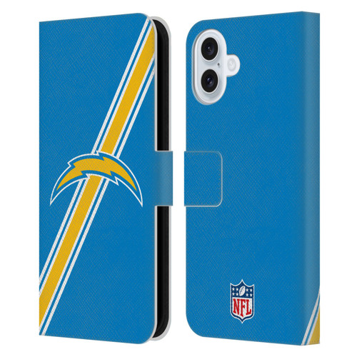 NFL Los Angeles Chargers Logo Plain Leather Book Wallet Case Cover For Apple iPhone 16 Plus