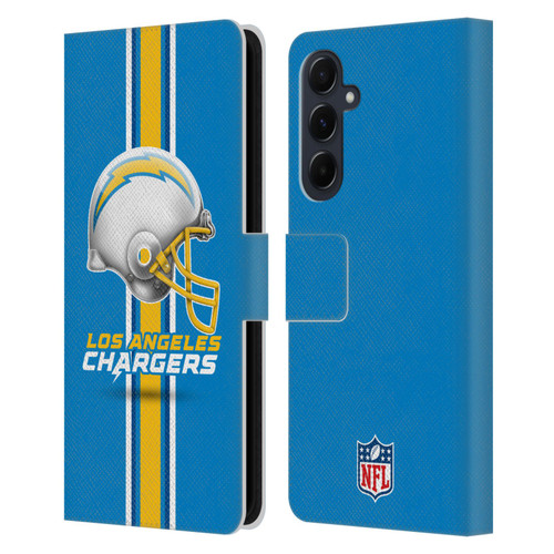 NFL Los Angeles Chargers Logo Helmet Leather Book Wallet Case Cover For Samsung Galaxy A55 5G