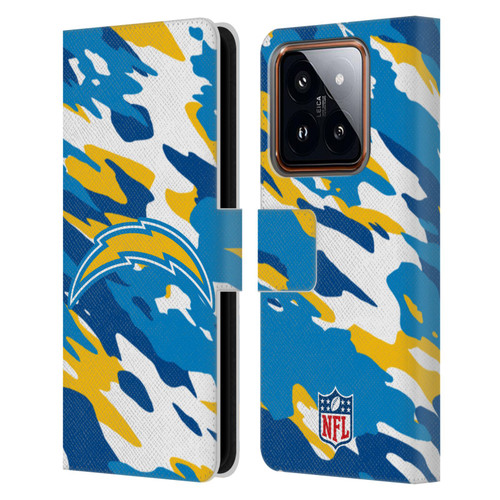 NFL Los Angeles Chargers Logo Camou Leather Book Wallet Case Cover For Xiaomi 14