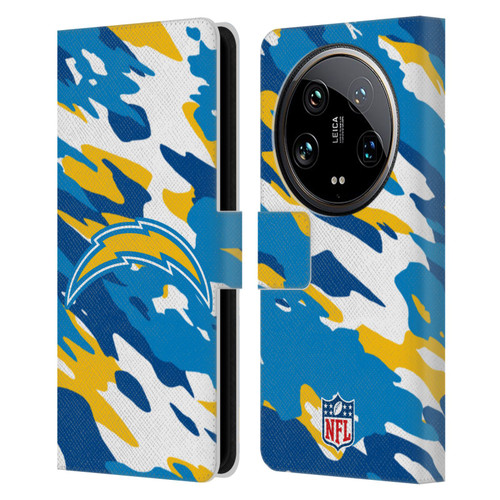 NFL Los Angeles Chargers Logo Camou Leather Book Wallet Case Cover For Xiaomi 14 Ultra