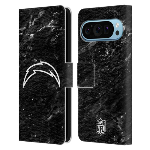 NFL Los Angeles Chargers Artwork Marble Leather Book Wallet Case Cover For Google Pixel 9 / Pixel 9 Pro
