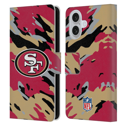 NFL San Francisco 49Ers Logo Camou Leather Book Wallet Case Cover For Apple iPhone 16