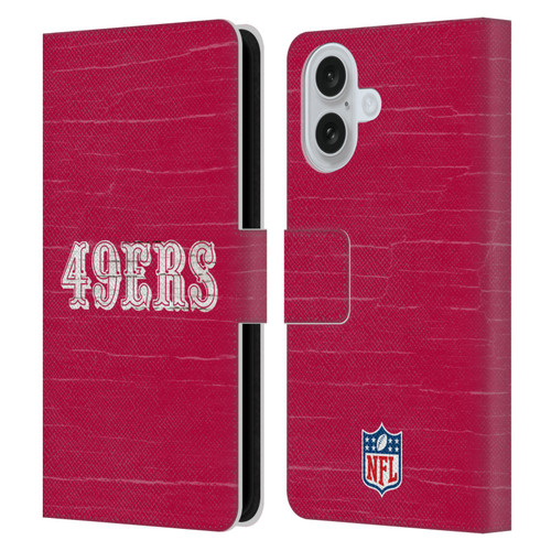 NFL San Francisco 49Ers Logo Distressed Look Leather Book Wallet Case Cover For Apple iPhone 16