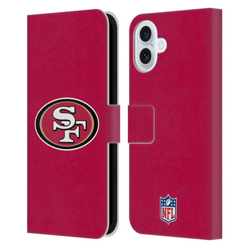 NFL San Francisco 49Ers Logo Plain Leather Book Wallet Case Cover For Apple iPhone 16 Plus
