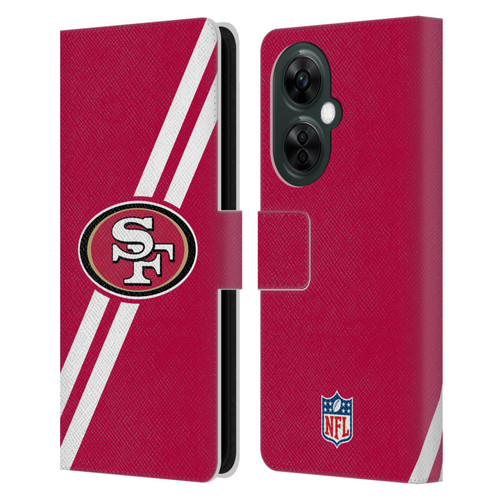 NFL San Francisco 49Ers Logo Stripes Leather Book Wallet Case Cover For OnePlus Nord CE 3 Lite 5G