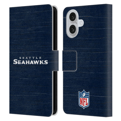 NFL Seattle Seahawks Logo Distressed Look Leather Book Wallet Case Cover For Apple iPhone 16
