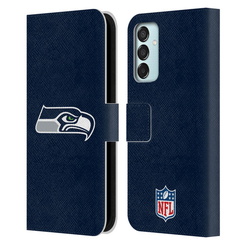 NFL Seattle Seahawks Logo Plain Leather Book Wallet Case Cover For Samsung Galaxy M15/F15 5G