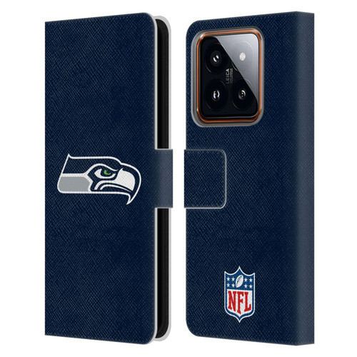 NFL Seattle Seahawks Logo Plain Leather Book Wallet Case Cover For Xiaomi 14
