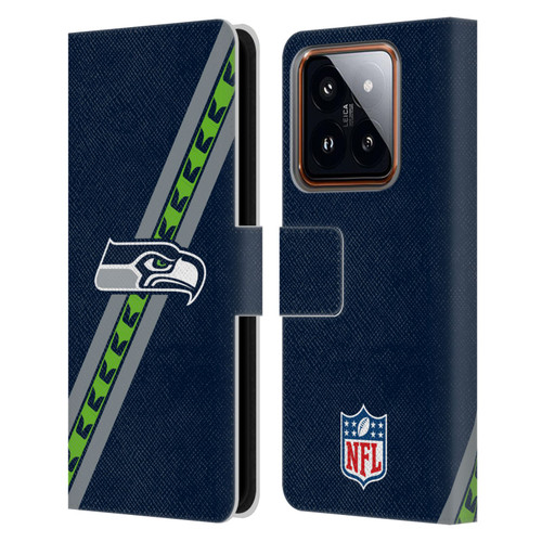 NFL Seattle Seahawks Logo Stripes Leather Book Wallet Case Cover For Xiaomi 14