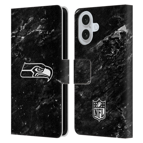 NFL Seattle Seahawks Artwork Marble Leather Book Wallet Case Cover For Apple iPhone 16