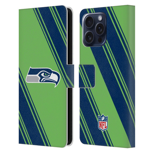 NFL Seattle Seahawks Artwork Stripes Leather Book Wallet Case Cover For Apple iPhone 16 Pro Max