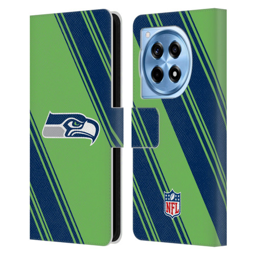 NFL Seattle Seahawks Artwork Stripes Leather Book Wallet Case Cover For OnePlus 12R
