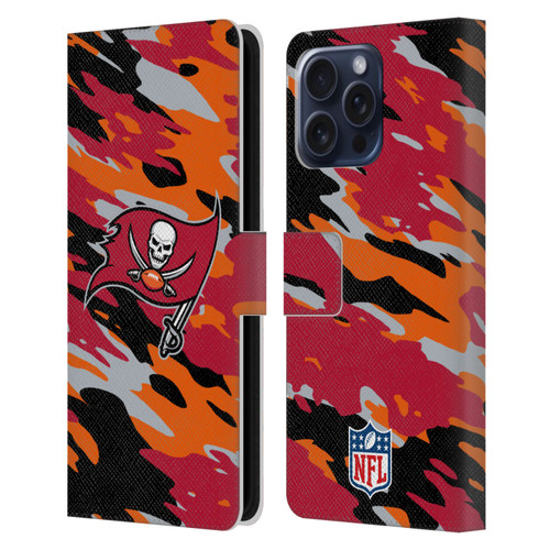 NFL Tampa Bay Buccaneers Logo Camou Leather Book Wallet Case Cover For Apple iPhone 16 Pro Max