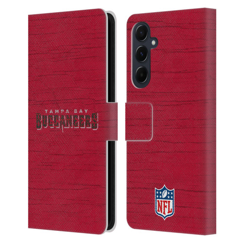 NFL Tampa Bay Buccaneers Logo Distressed Look Leather Book Wallet Case Cover For Samsung Galaxy A55 5G