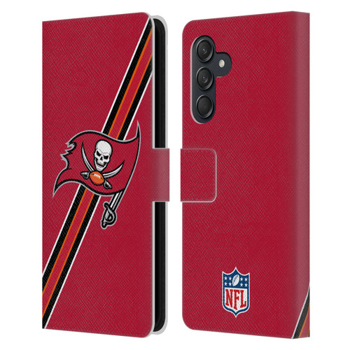 NFL Tampa Bay Buccaneers Logo Stripes Leather Book Wallet Case Cover For Samsung Galaxy M55 5G