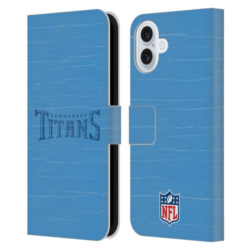 NFL Tennessee Titans Logo Distressed Look Leather Book Wallet Case Cover For Apple iPhone 16 Plus