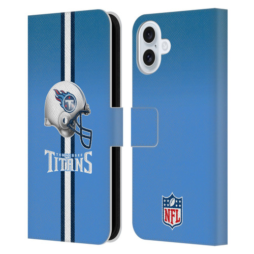 NFL Tennessee Titans Logo Helmet Leather Book Wallet Case Cover For Apple iPhone 16 Plus