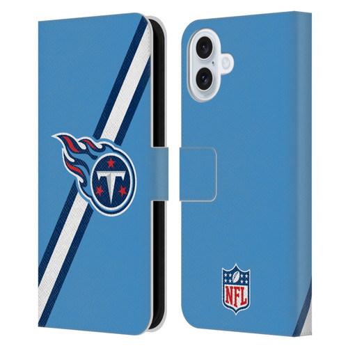 NFL Tennessee Titans Logo Stripes Leather Book Wallet Case Cover For Apple iPhone 16 Plus