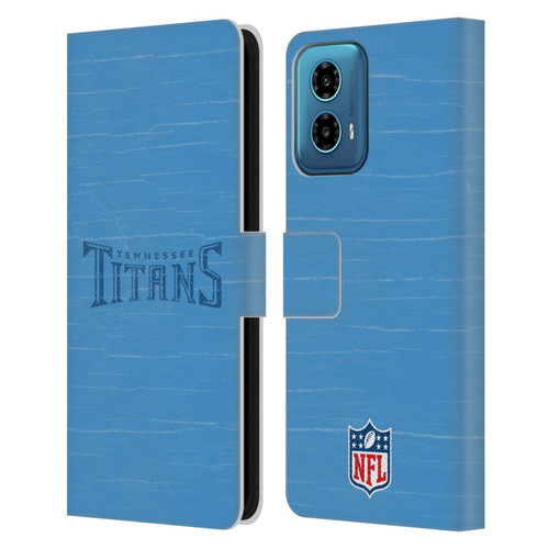 NFL Tennessee Titans Logo Distressed Look Leather Book Wallet Case Cover For Motorola Moto G34 5G