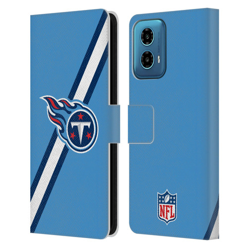 NFL Tennessee Titans Logo Stripes Leather Book Wallet Case Cover For Motorola Moto G34 5G