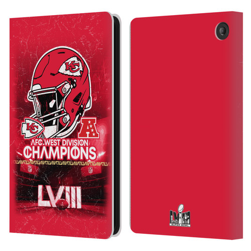 NFL 2024 Division Champions AFC Helmet Chiefs Leather Book Wallet Case Cover For Amazon Fire 7 2022
