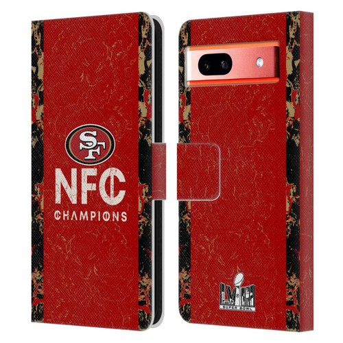 NFL 2024 Division Champions NFC Champ 49ers Leather Book Wallet Case Cover For Google Pixel 7a